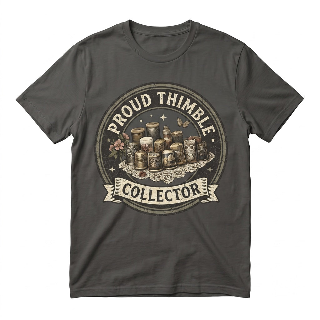 Vintage Thimble Collector Sewing Lover Whimsical Needlecraft Design Unisex TShirt