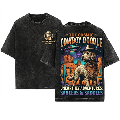 Labradoodle UFO Western Cowboy Ranch Dog Mom Dad Owner Gift Unisex Wash T-Shirt