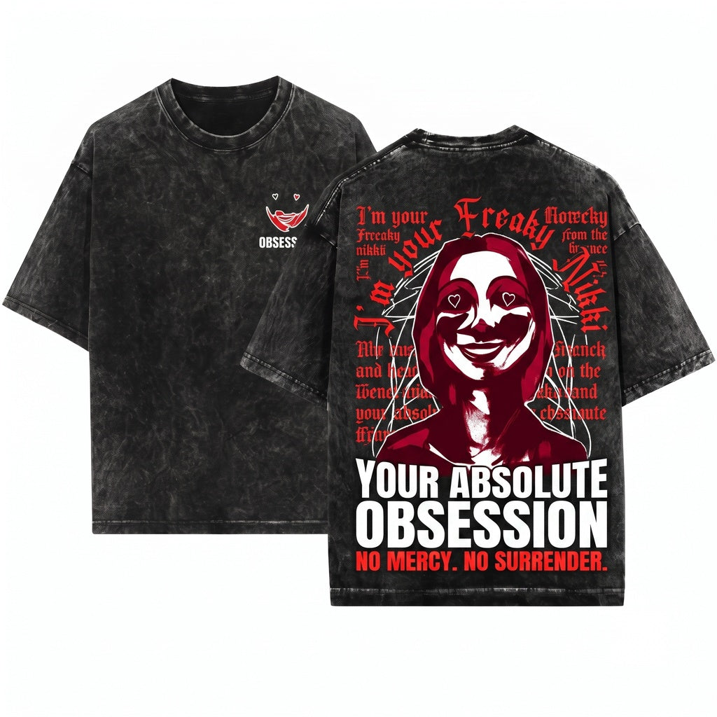 Freaky Nikki Horror Movie Graphic Obsession Creepy Film Merch Vintage Unisex Wash T-Shirt