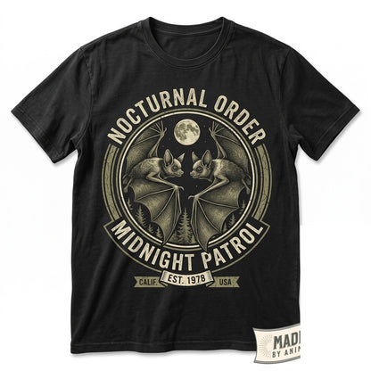 Vintage Spooky Bat Graphic Retro Gothic Full Moon Forest Wildlife Nature Halloween Animal Lover Gift Unisex TShirt