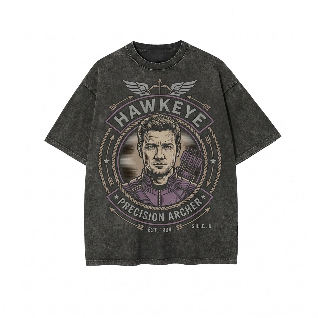 Oversized Hawkeye Clint Barton Retro Superhero Graphic Graphic Apparel Unisex TShirt