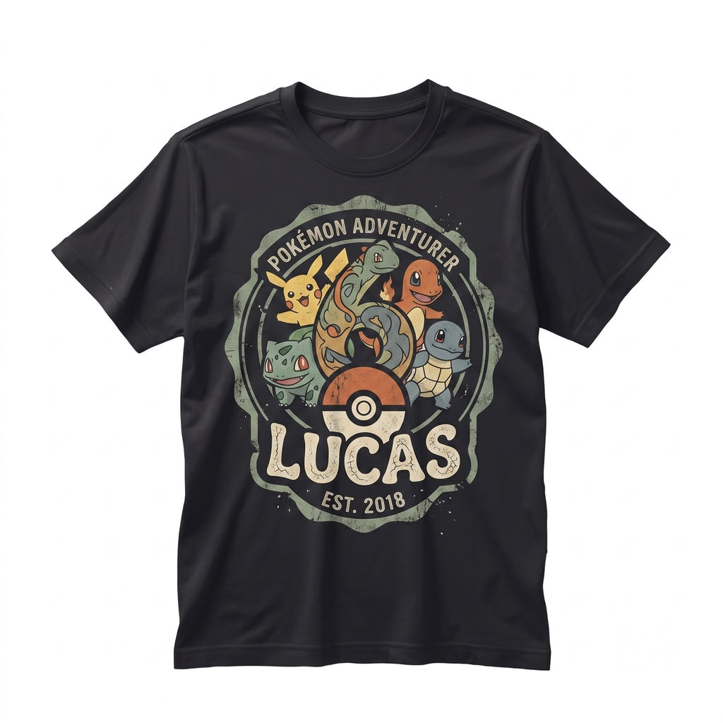 Customized Pocket Monster Birthday Family Matching Graphic Cotton Kids Adults Unisex TShirt