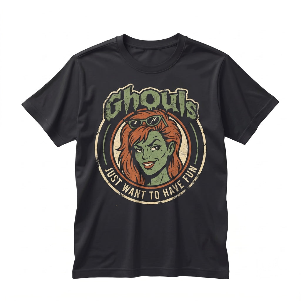 Ghouls Just Wanna Have Fun Halloween Graphic Cotton Vintage Retro Spooky Party Apparel Unisex TShirt