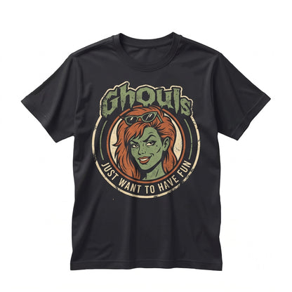 Ghouls Just Wanna Have Fun Halloween Graphic Cotton Vintage Retro Spooky Party Apparel Unisex TShirt