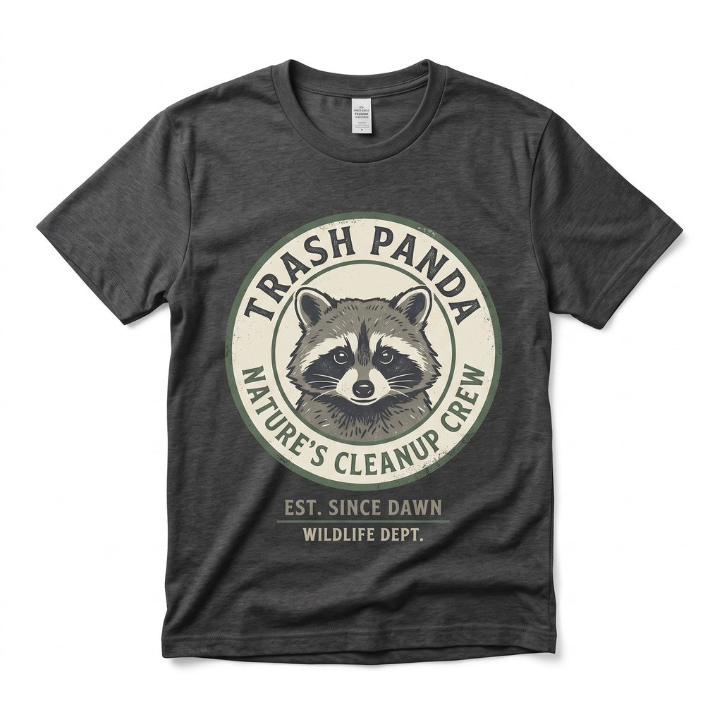 Detailed Wildlife Animal Graphic, Black White Nature Art Raccoon Gift Unisex TShirt