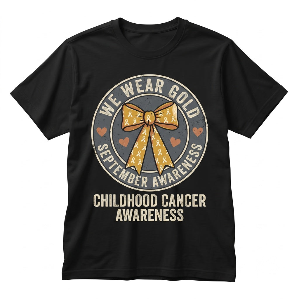 In September We Wear Gold Ribbon Childhood Cancer Awareness Warrior Unisex TShirt