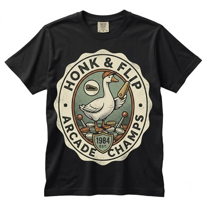 Funny Pinball Goose Retro Arcade Gamer Silly Duck Animal Machine Vintage Graphic Apparel Adult Unisex TShirt