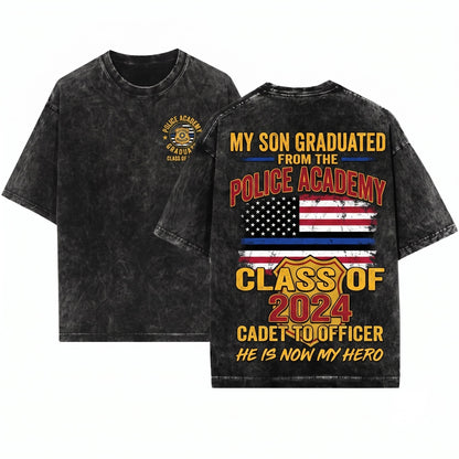 Proud Police Academy Graduate Mom Law Enforcement Officer Gift Unisex Wash T-Shirt