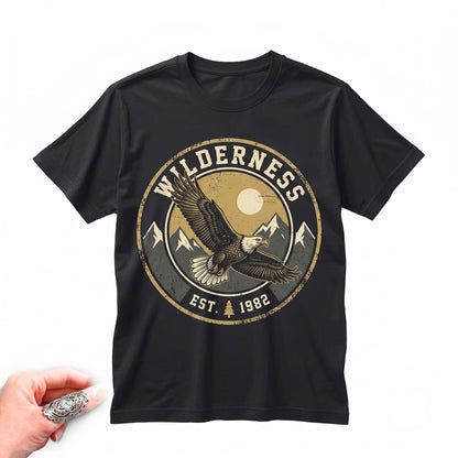 Classic Patriotic Bald Eagle Graphic Mountain Forest Wildlife Outdoor Adventure Gift Unisex TShirt