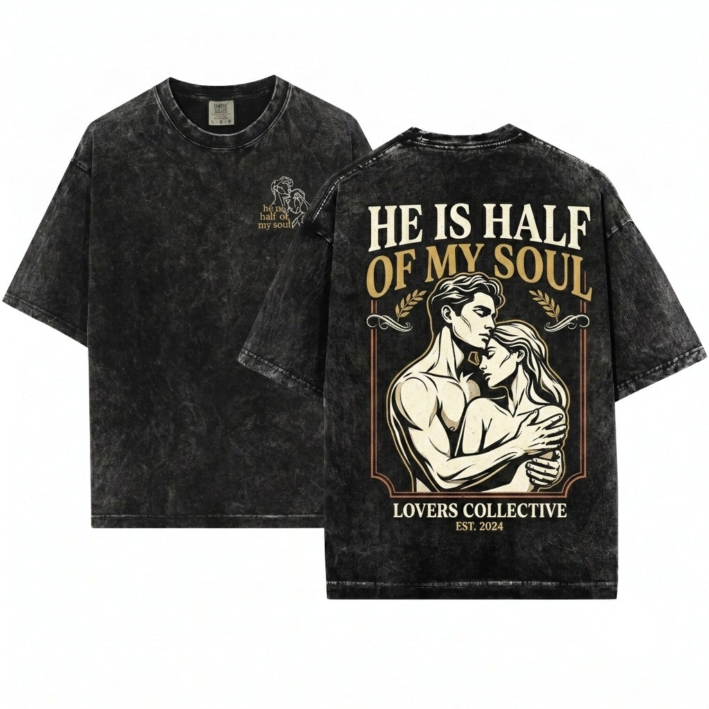He Is Half Of My Soul Embroidered Song Achilles Greek Mythology Bookish Gift Patroclus Unisex Wash T-Shirt