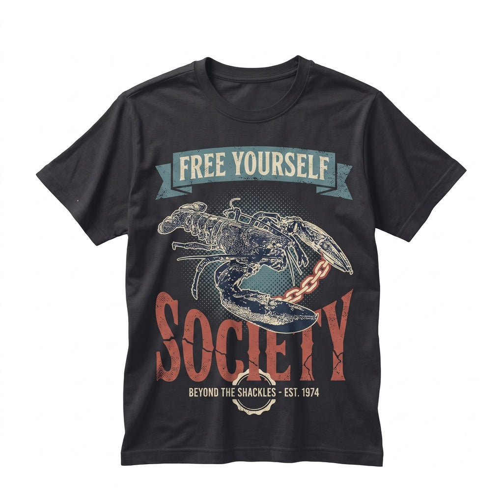 I Wish To Be Free Japanese Aesthetic Lobster Graphic Cotton Unisex TShirt