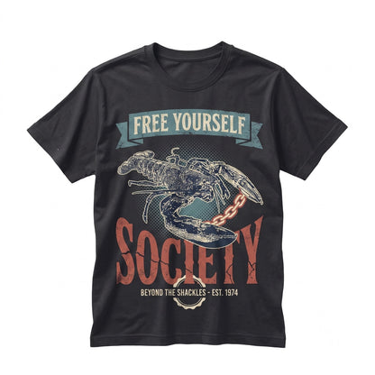 I Wish To Be Free Japanese Aesthetic Lobster Graphic Cotton Unisex TShirt