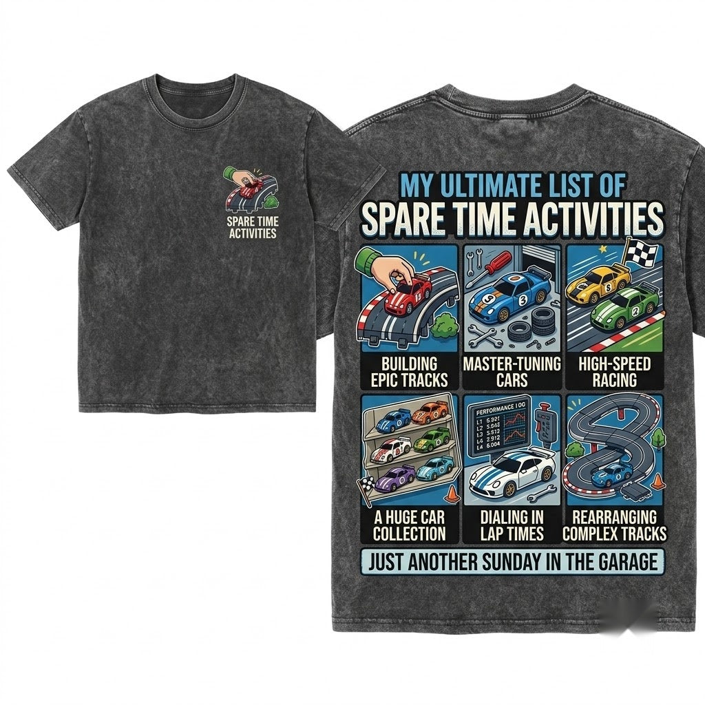Slot Car Hobby Spare Time Graphic Apparel Unisex Wash T-Shirt