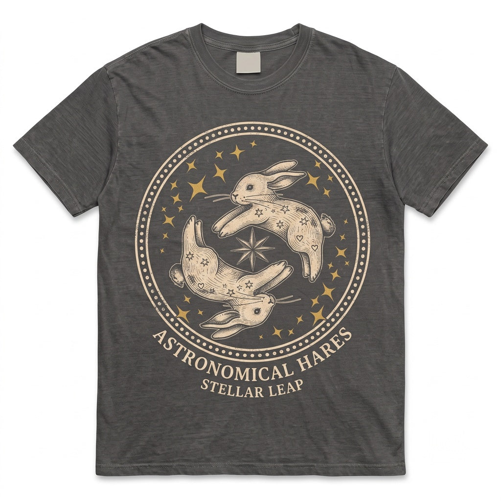 Celestial Cosmic Bunny Rabbit Spiritual Moon Phases Graphic Unisex TShirt