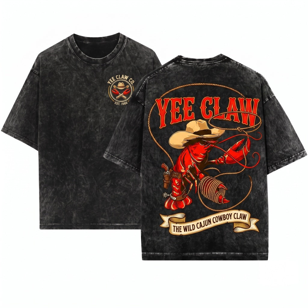 Lobster Cowboy Funny Yee Claw Western Beach Amalfi Coast Trip Tomato Girl Summer Unisex Wash T-Shirt