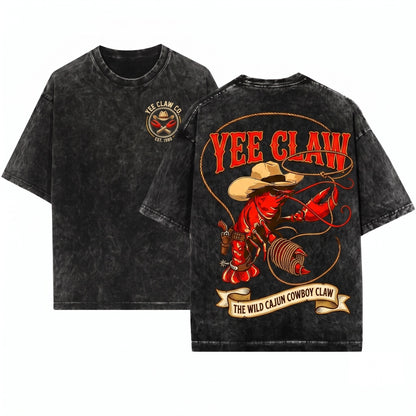 Lobster Cowboy Funny Yee Claw Western Beach Amalfi Coast Trip Tomato Girl Summer Unisex Wash T-Shirt