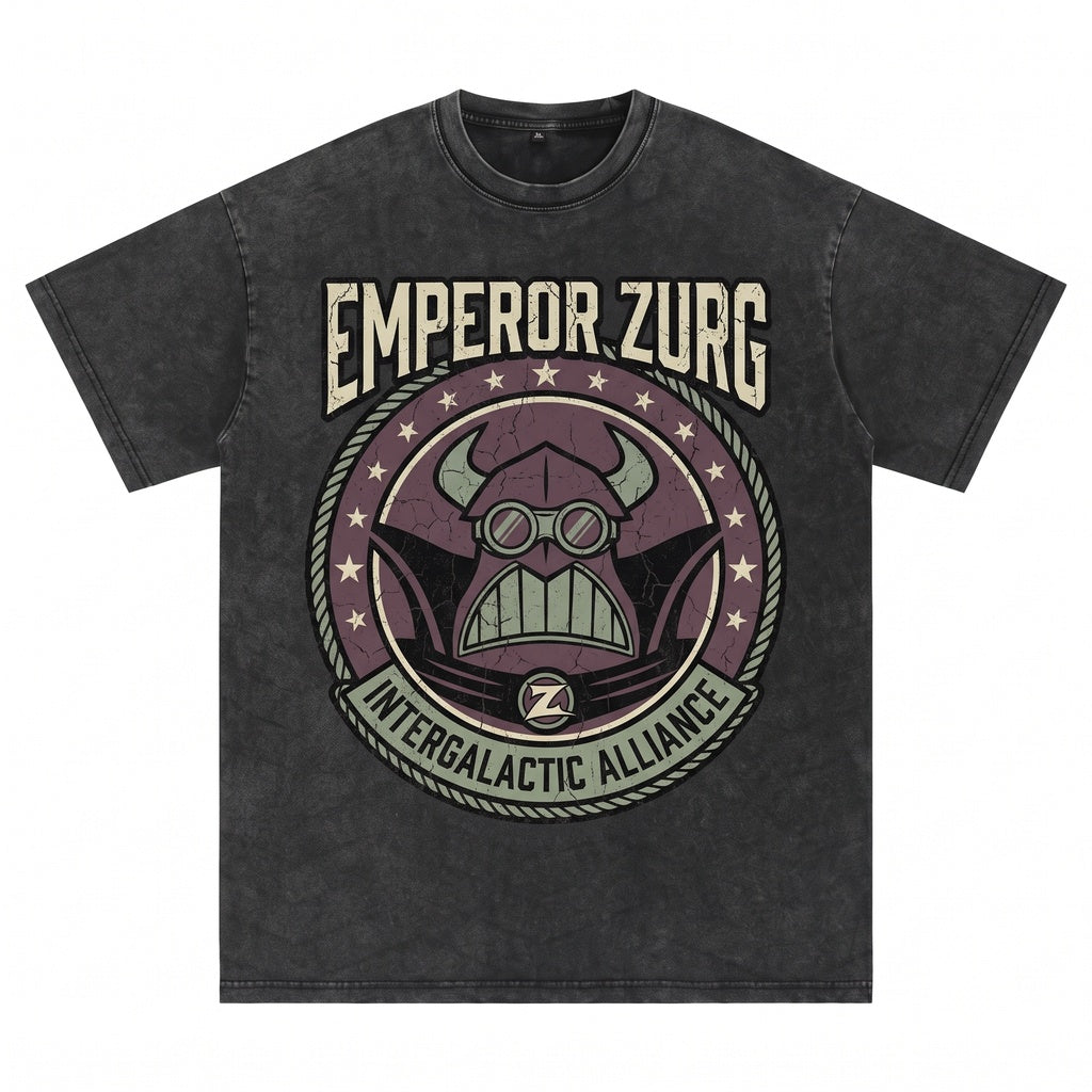 Oversized Emperor Zurg Villain Graphic Apparel, Space Ranger Nemesis Retro Purple Cotton Top, Unisex TShirt