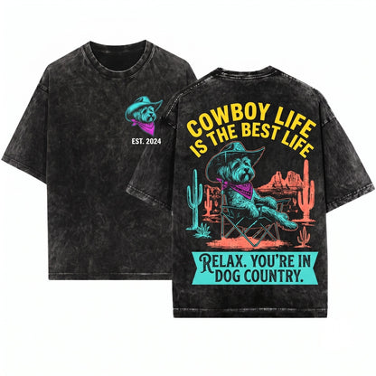 Retro Havanese Dog Cowboy UFO Wild West Country Pet Owner Gift Unisex Wash T-Shirt