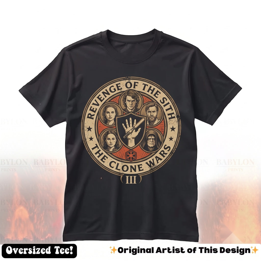 Oversized Revenge of the Sith Retro Anakin Skywalker Movie Poster Sci-Fi Graphic Unisex TShirt