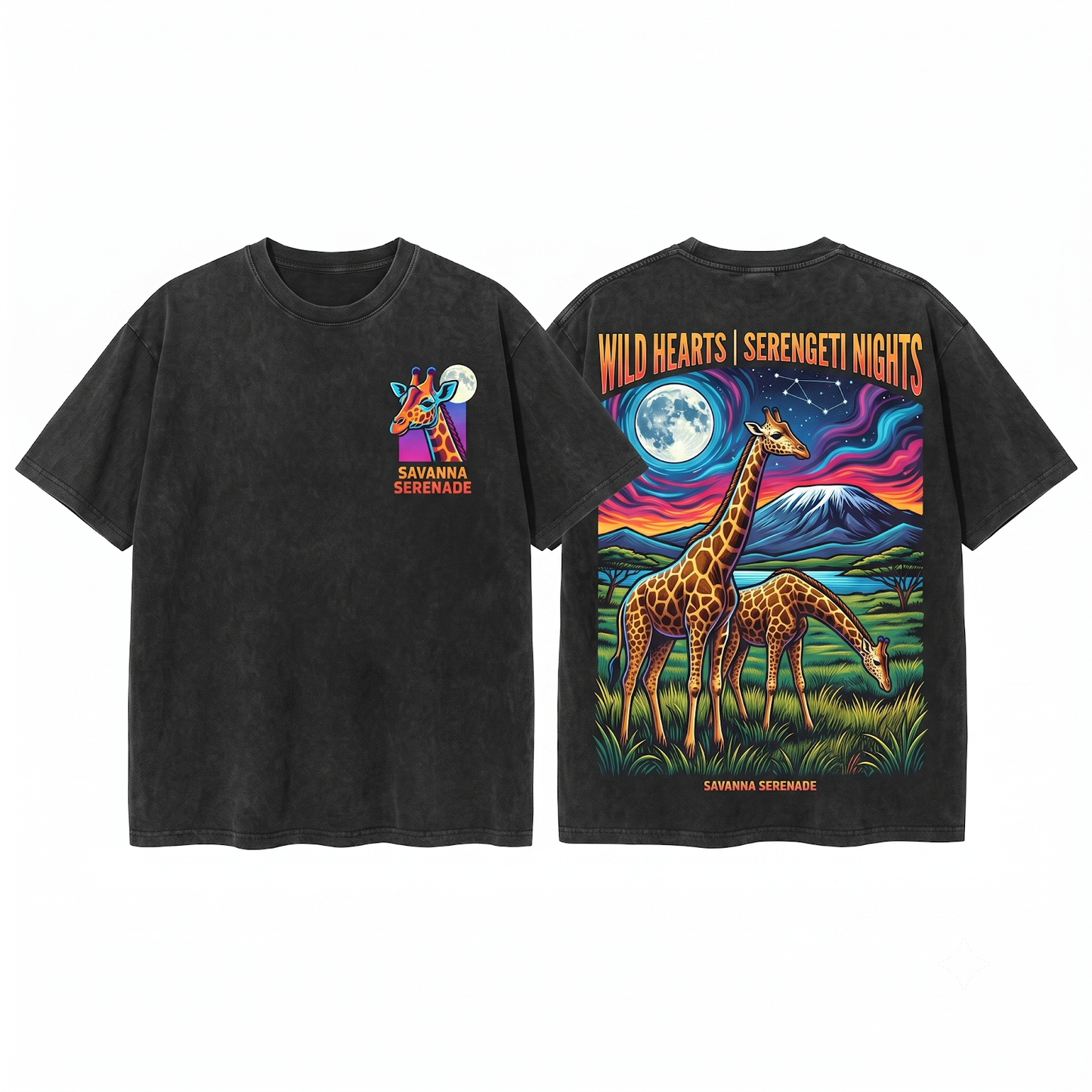 Vintage Giraffe African Safari Wildlife Nature Adventure Animal Lover Pepper Gift Unisex Heavyweight Garment-Dyed T-Shirt