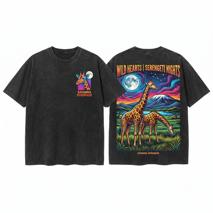 Vintage Giraffe African Safari Wildlife Nature Adventure Animal Lover Pepper Gift Unisex Heavyweight Garment-Dyed T-Shirt