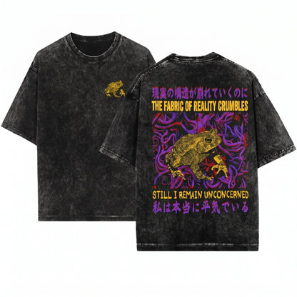 Fabric of Reality Frog Vintage Japanese Aesthetic Graphic Unisex Wash T-Shirt