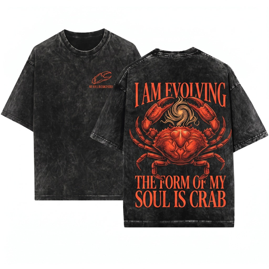 The Form of My Soul Funny Vintage Japanese Crab Graphic Apparel Unisex Wash T-Shirt