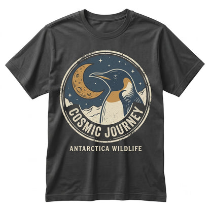 Emperor Penguin Howling at Full Moon Vintage Arctic Wildlife Graphic Retro 90s Nature Illustration Unisex TShirt
