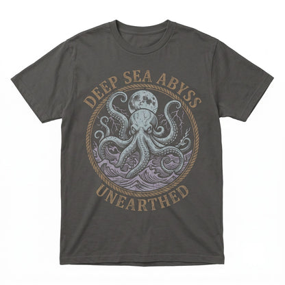 Vintage Octopus Lightning Moon Ocean Graphic Gothic Marine Life Sea Monster Men Women Unisex TShirt