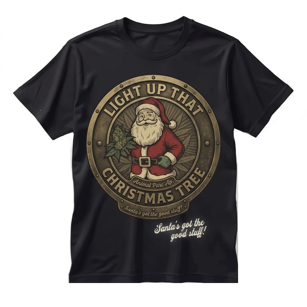Funny Stoned Santa 420 Weed Christmas Holiday Gift Graphic High Season Stoner Apparel Unisex TShirt