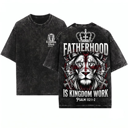 Christian Lion Dad Bible Verse Fathers Day Church Faith Kingdom Work Unisex Wash T-Shirt