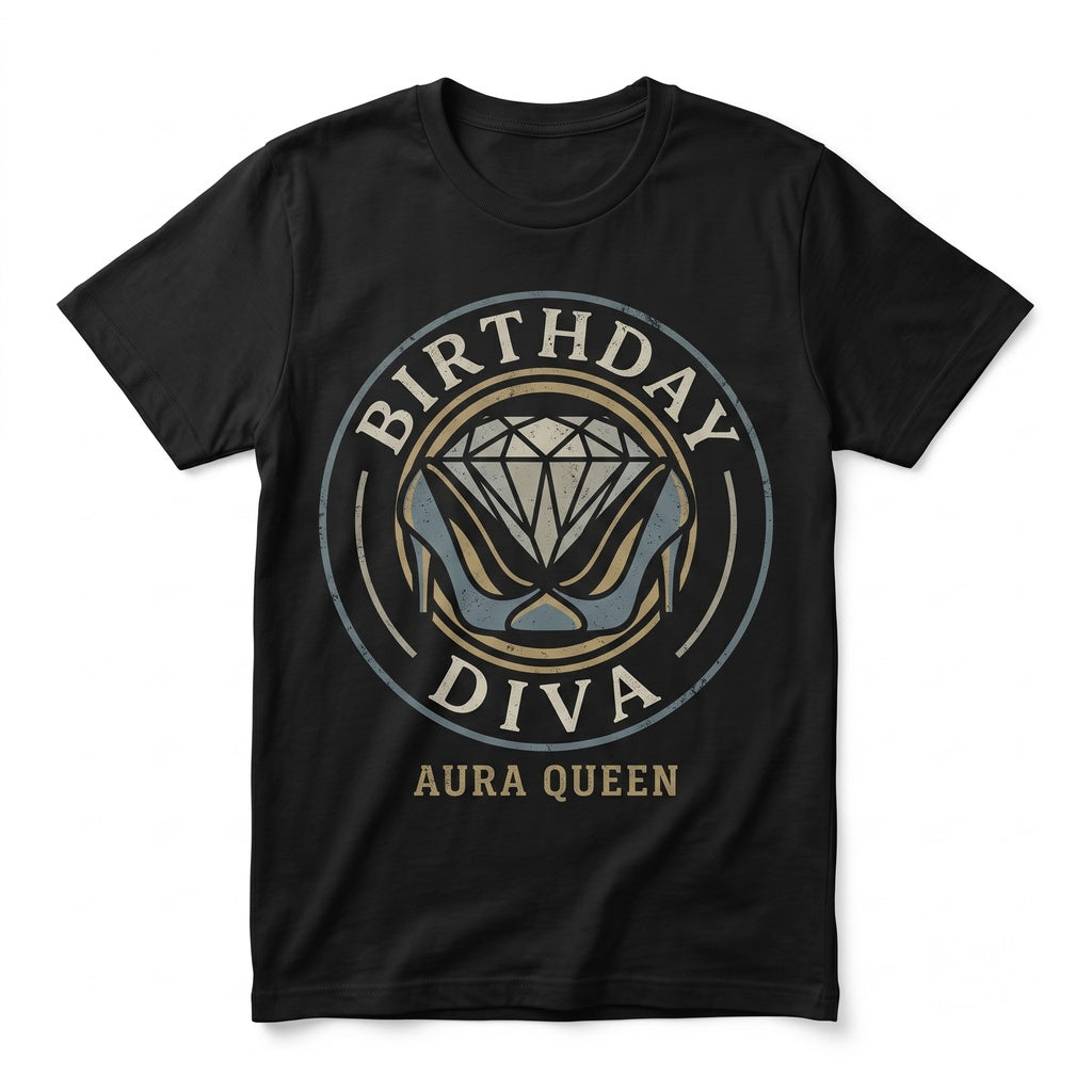 Womens Denim Diamonds Birthday Queen Diva Glam Party Graphic Outfit Unisex TShirt