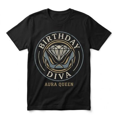 Womens Denim Diamonds Birthday Queen Diva Glam Party Graphic Outfit Unisex TShirt
