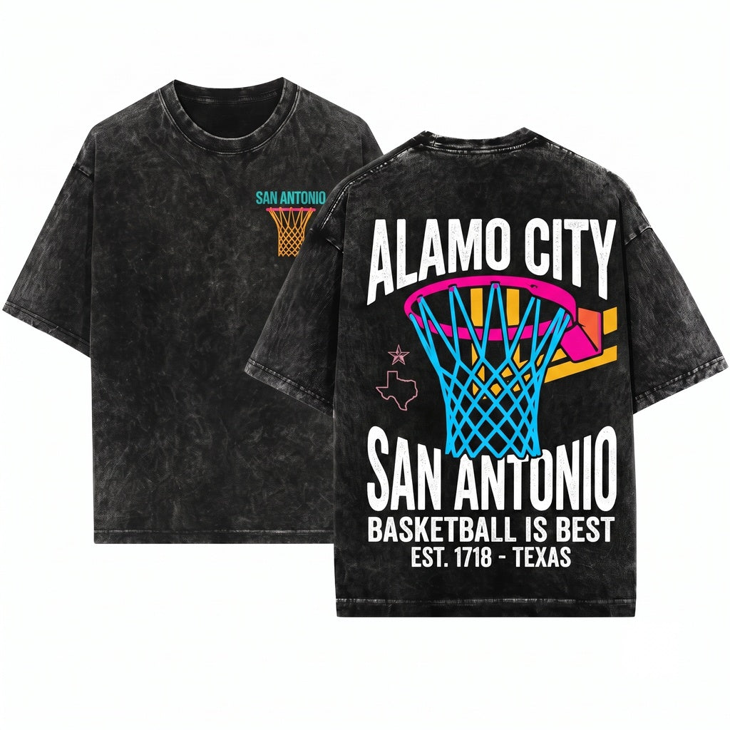 San Antonio Texas SATX 314 Fiesta Crew Graphic Vintage Unisex Wash T-Shirt