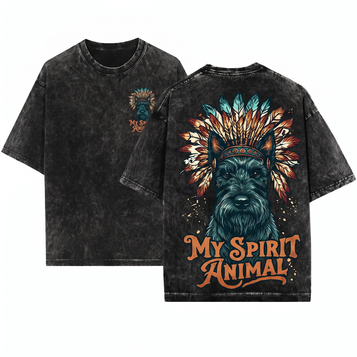 Scottish Terrier Spirit Animal Graphic Tee Retro Vintage Style Dog Lover Gift Cute Scottie Dog Owner Apparel Unisex Heavyweight Garment-Dyed T-Shirt