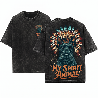 Scottish Terrier Spirit Animal Graphic Tee Retro Vintage Style Dog Lover Gift Cute Scottie Dog Owner Apparel Unisex Heavyweight Garment-Dyed T-Shirt