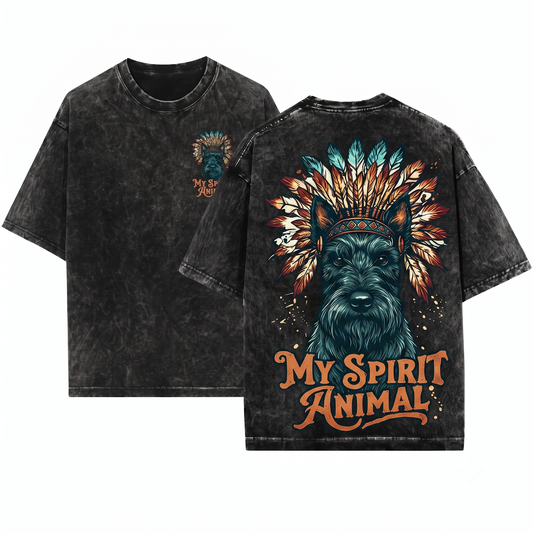 Scottish Terrier Spirit Animal Graphic Tee Retro Vintage Style Dog Lover Gift Cute Scottie Dog Owner Apparel Unisex Heavyweight Garment-Dyed T-Shirt