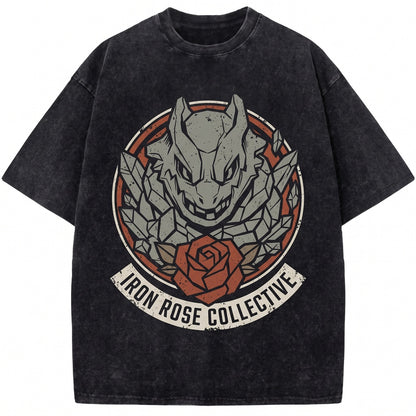 Vintage Steelix Washed Graphic Anime Oversized Retro Gamer Streetwear Unisex TShirt