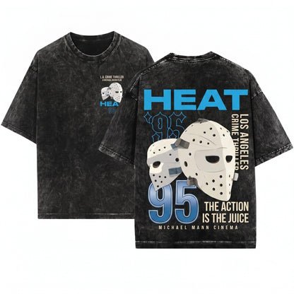 1995 Retro Heist Action Bank Robbery Hockey Mask Vintage Graphic Clothing Top Unisex Wash T-Shirt