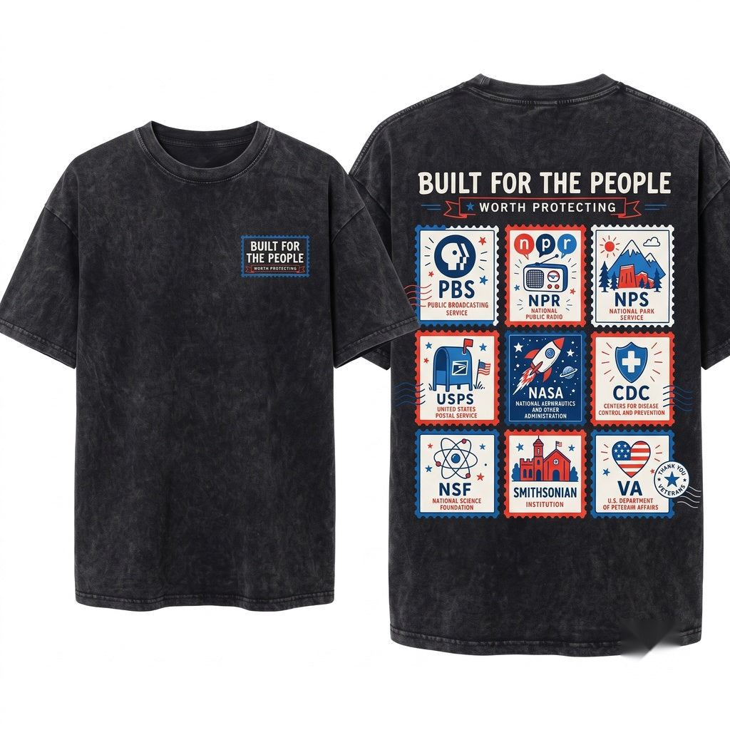 Vintage Stamps Protect Democratic Institution 4th of July Independence Day Unisex Wash T-Shirt