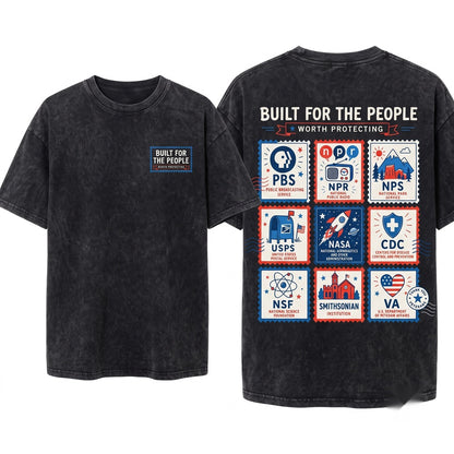 Vintage Stamps Protect Democratic Institution 4th of July Independence Day Unisex Wash T-Shirt