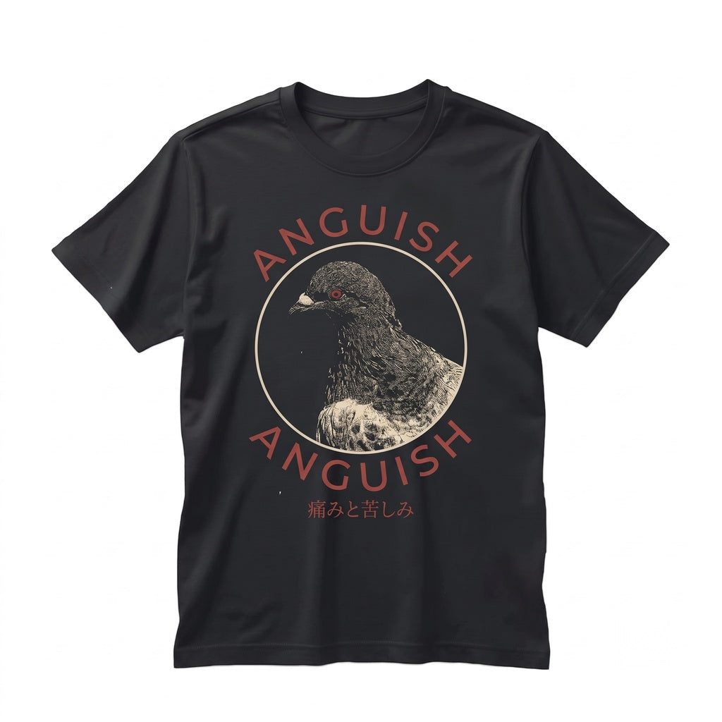 Anguish Pigeon Vintage Japanese Graphic Retro Bird Cotton Unisex TShirt