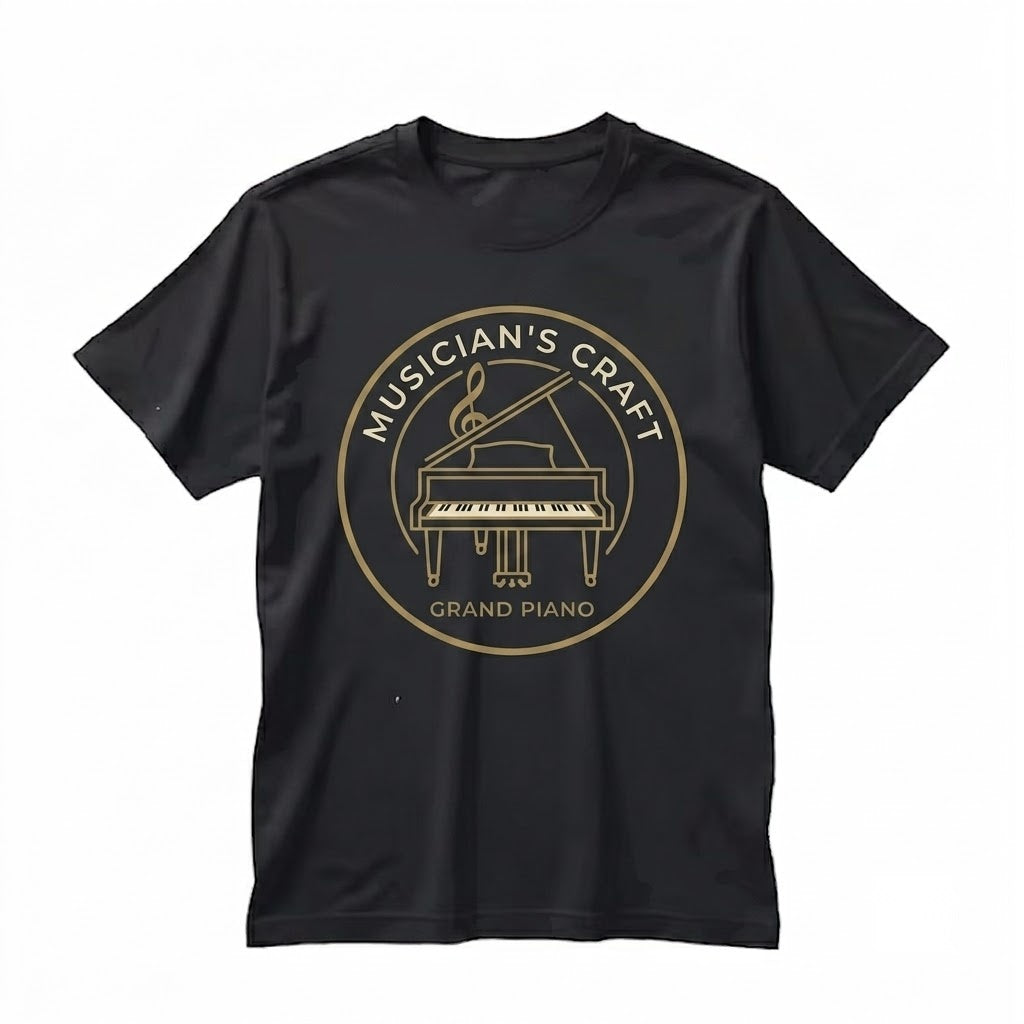 Elegant Grand Piano Classical Musician Gift, Faux Gold Print Treble Clef Music Lover Unisex TShirt