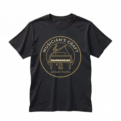 Elegant Grand Piano Classical Musician Gift, Faux Gold Print Treble Clef Music Lover Unisex TShirt
