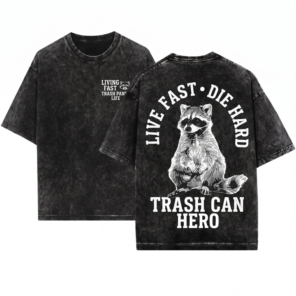 Live Fast Japanese Raccoon Graphic Vintage Apparel Unisex Wash T-Shirt
