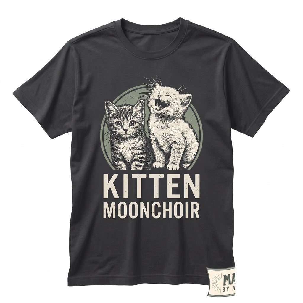 Vintage 90s Full Moon Cute Kittens Graphic Pet Lover Mom Gift for Her Unisex TShirt