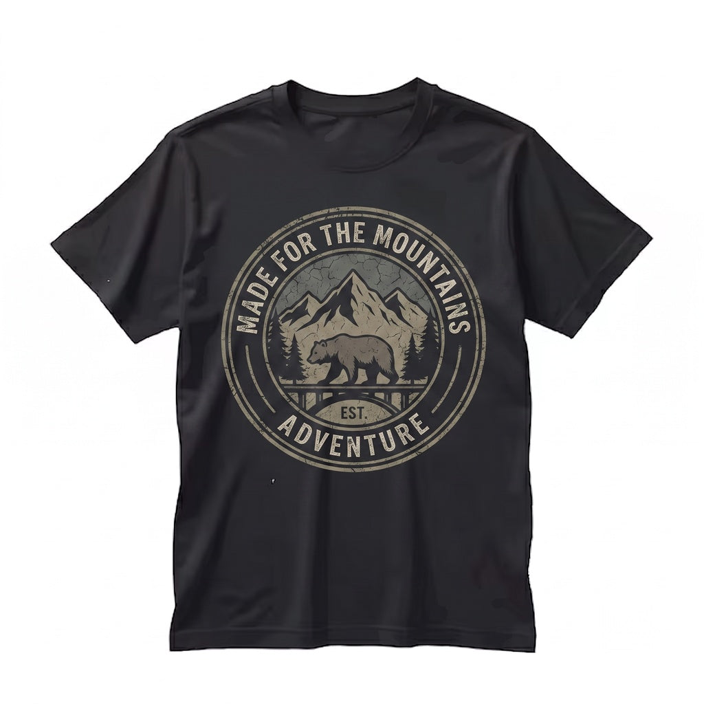 Boho Nature Mountain Bear Graphic Outdoor Wilderness Hiking Unisex TShirt
