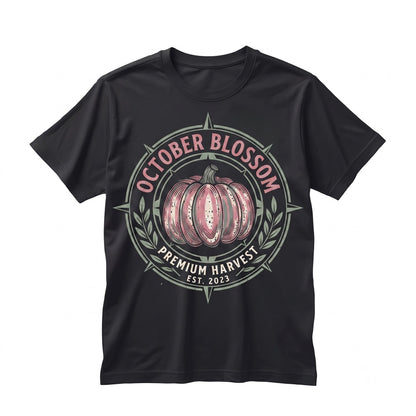 Pink Ribbon Breast Cancer Awareness Pumpkin Fall Support Squad Graphic Unisex TShirt