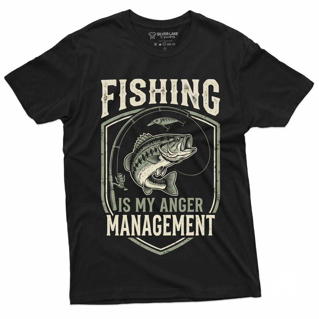 Funny Fishing Is My Anger Management Fisherman Graphic Fathers Day Gift For Him Novelty Apparel Unisex TShirt
