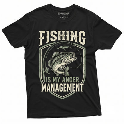 Funny Fishing Is My Anger Management Fisherman Graphic Fathers Day Gift For Him Novelty Apparel Unisex TShirt